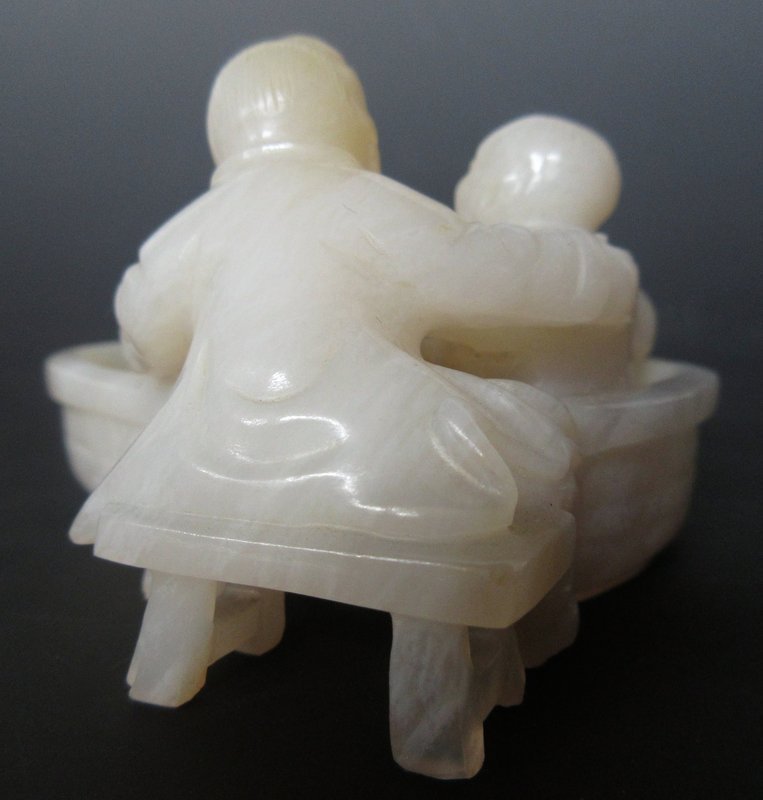 Antique Chinese Carved Agate Woman and Child