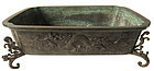 Antique Japanese Bronze Suiban with Tigers and Dragon