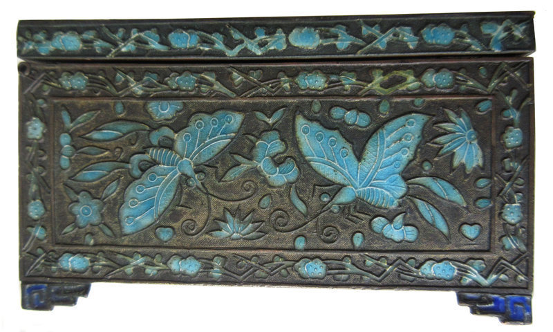Antique Chinese Cloisonne Box w/ Butterflies