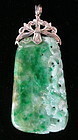 Chinese Jadeite Pendant with Dragon and 18K White Gold