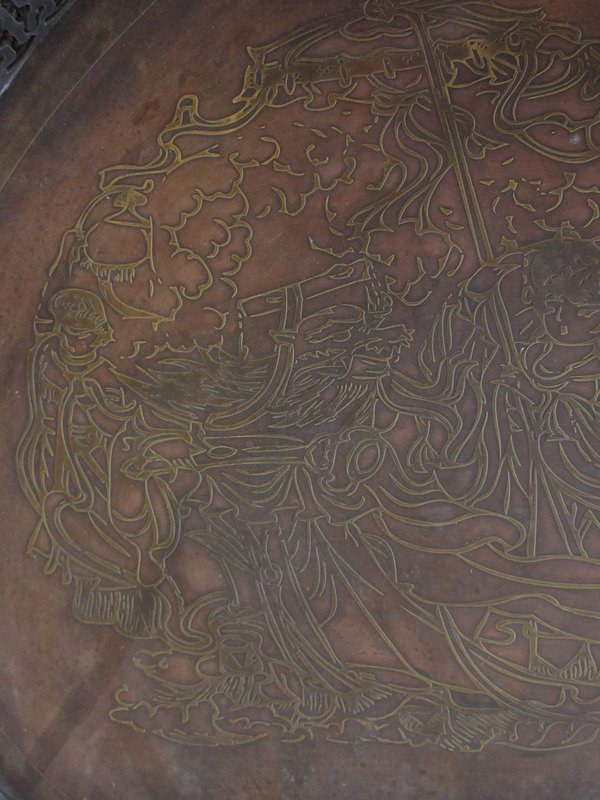 Chinese Bronze Peach Tray with Inlay