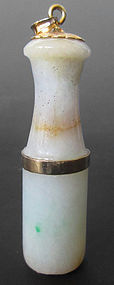 Chinese Jadeite Cigarette Holder with Gold Accents