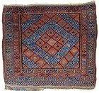 Antique Kurdish Blue Diamond Carpet