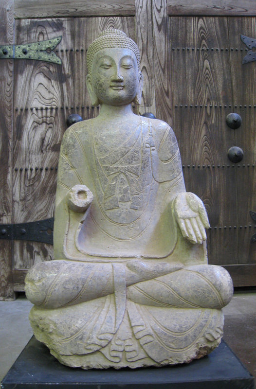 Chinese Antique Limestone Stone Seated Buddha