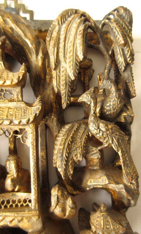Chinese Carved Gilt Lacquer Panel