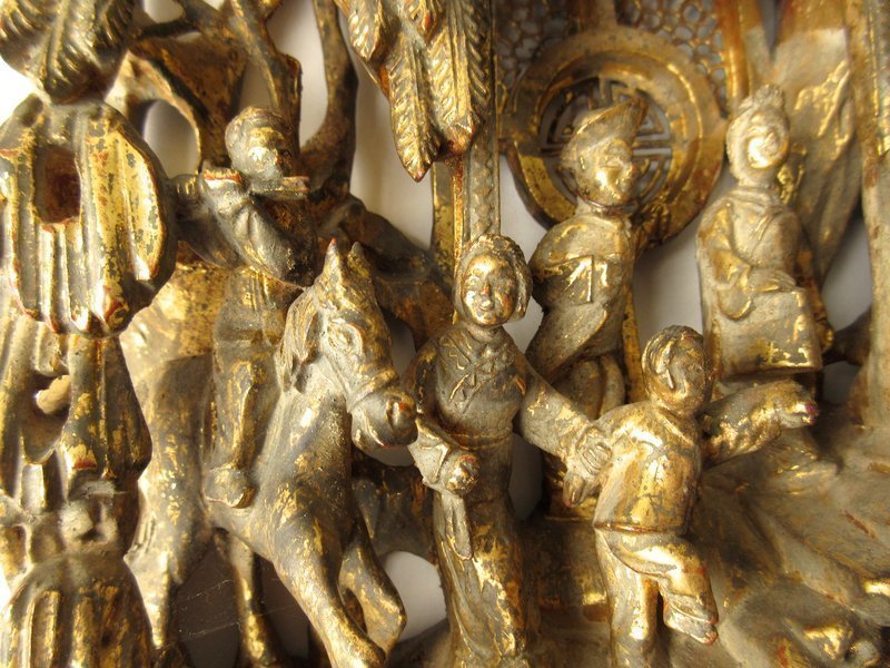 Chinese Carved Gilt Lacquer Panel