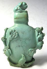 Antique Chinese Turquoise Carved Snuff Bottle