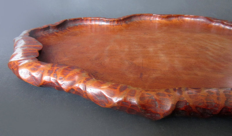 Japanese Antique Carved Wooden Leaf Tray