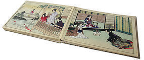 Antique Japanese Book of Prints w/ Beautiful Ladies