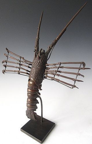 Mounted Jizai Okimono Articulated Spiny Lobster