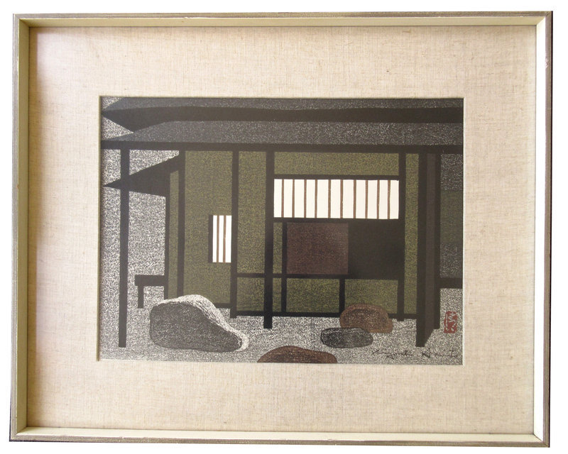 Japanese Framed Woodblock Print by Saito