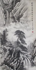 Chinese Mountain Landscape Scroll Painting signed Zhao Tsungwu