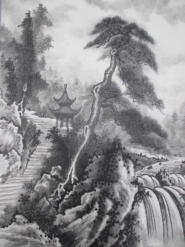 Chinese Mountain Landscape Scroll Painting signed Zhao Tsungwu