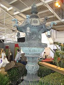Pair of Monumental Japanese Bronze Edo Period Temple Lanterns