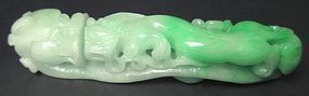 Chinese Jade Belt Hook with Carved Chimera