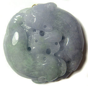 Antique Chinese Purple and Green Jadeite Carving