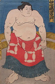 Antique Japanese Utagawa Kuniyoshi Sumo Wrestler Print