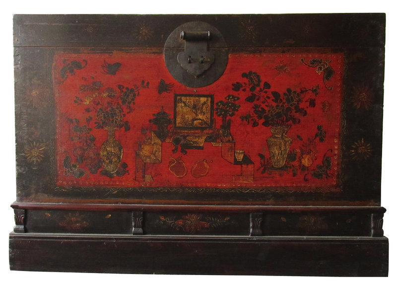 Antique Tibetan Lacquer Trunk