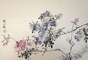 Chinese Floral Scroll signed Shao You Xuan