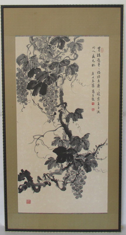 Chinese Painting of Grapes attributed to Luo Yin