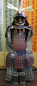 Japanese Edo Period Suit of Samurai Armor with Dragonfly meadate