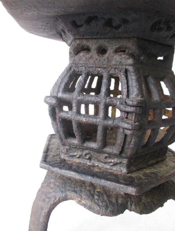Japanese Antique Iron Lantern on Three Feet