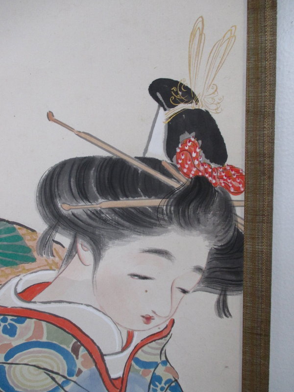 Antique Japanese Scroll of a Geisha