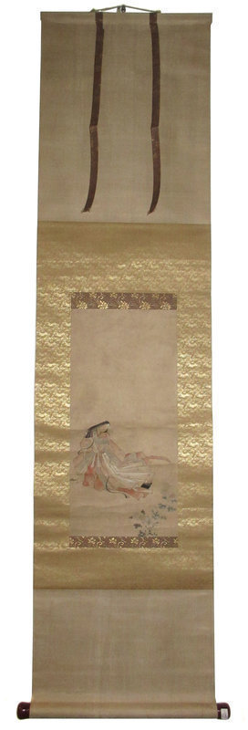 Antique Japanese Scroll Painting of Lady