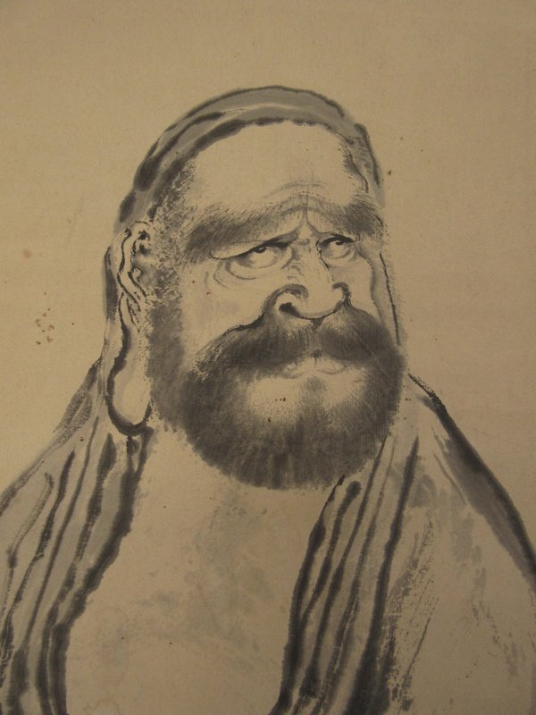 Antique Japanese Scroll Painting of Bodhidharma