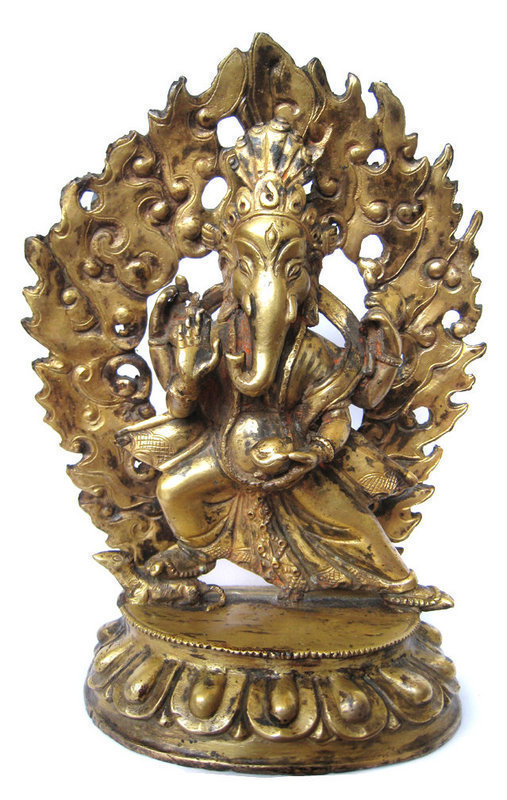Antique Tibetan 17th Century Bronze Ganesha