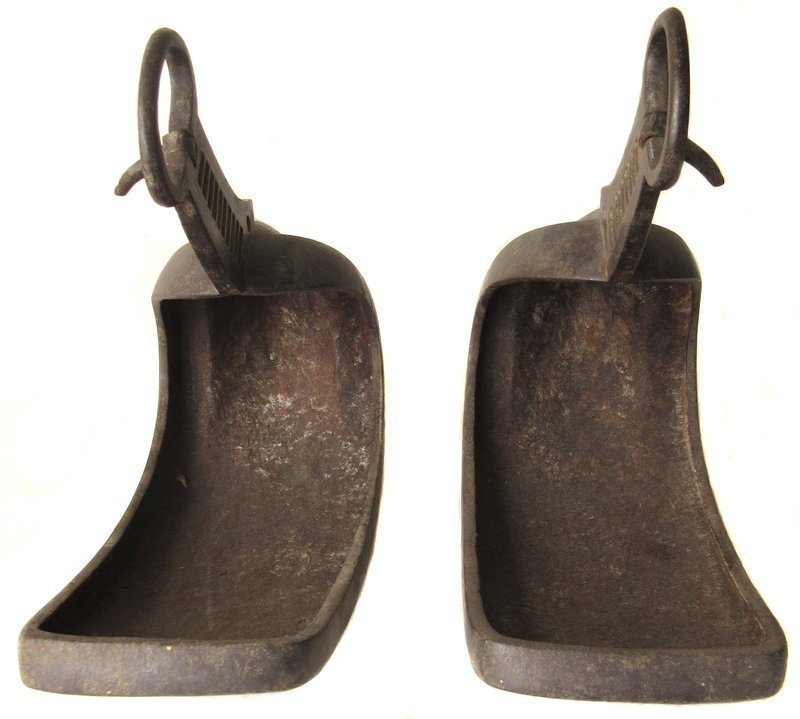 Original Antique Japanese Pair of Iron Abumi (Stirrups)