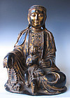 Chinese Qing Dynasty Lacquered Bronze Quanyin and Child