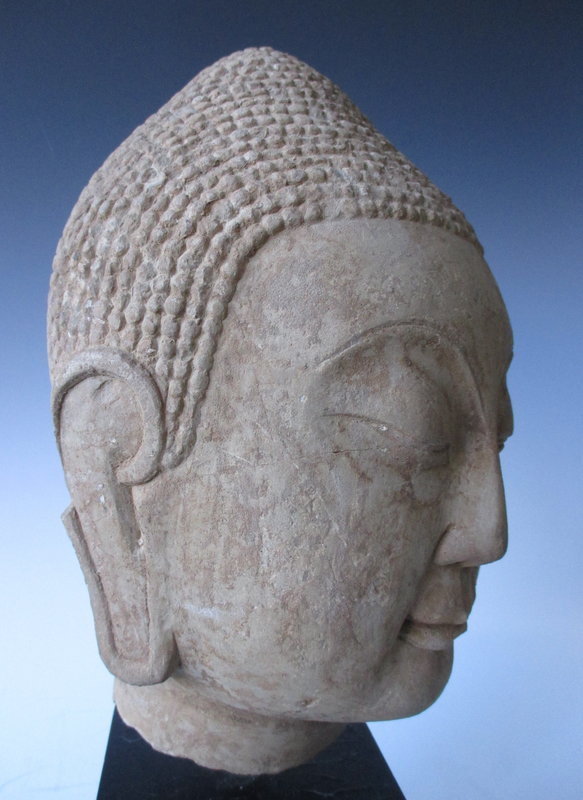 Chinese Northern Qi Dynasty Sandstone Buddha Head
