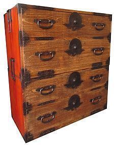 Unusual Antique Japanese Two Section Isho Tansu