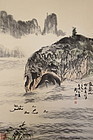 Antique Chinese Scroll of Guilin Scene
