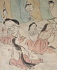 Antique Japanese Large Erotic Shunga Scroll