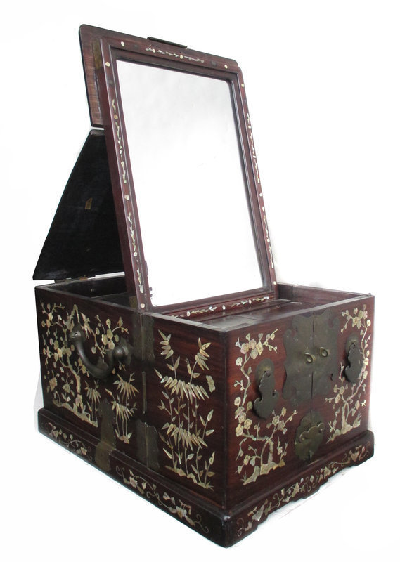 Chinese Inlaid Hardwood Mirror Box