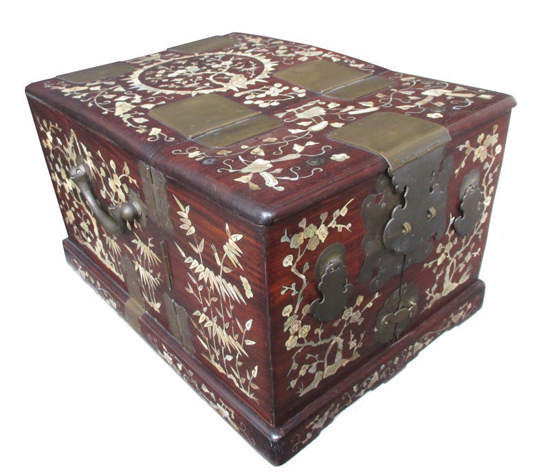 Chinese Inlaid Hardwood Mirror Box