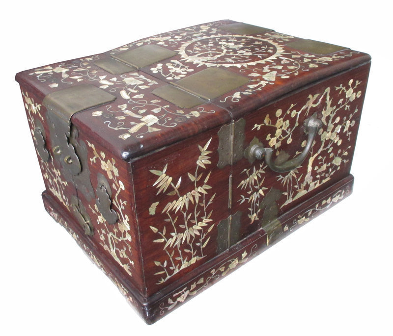 Chinese Inlaid Hardwood Mirror Box