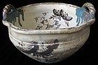 Antique Japanese Oribe Ceramic Bowl