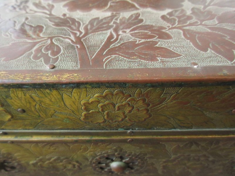 Antique Japanese Buddhist Sutra Box with Peonies