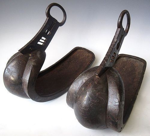 Antique Japanese Pair of Iron Abumi (stirrups)