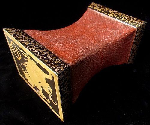 Unusual Antique Japanese Gilt Lacquer Pillow
