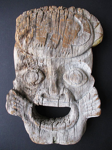 Large Antique Carved Wooden Face from Thailand