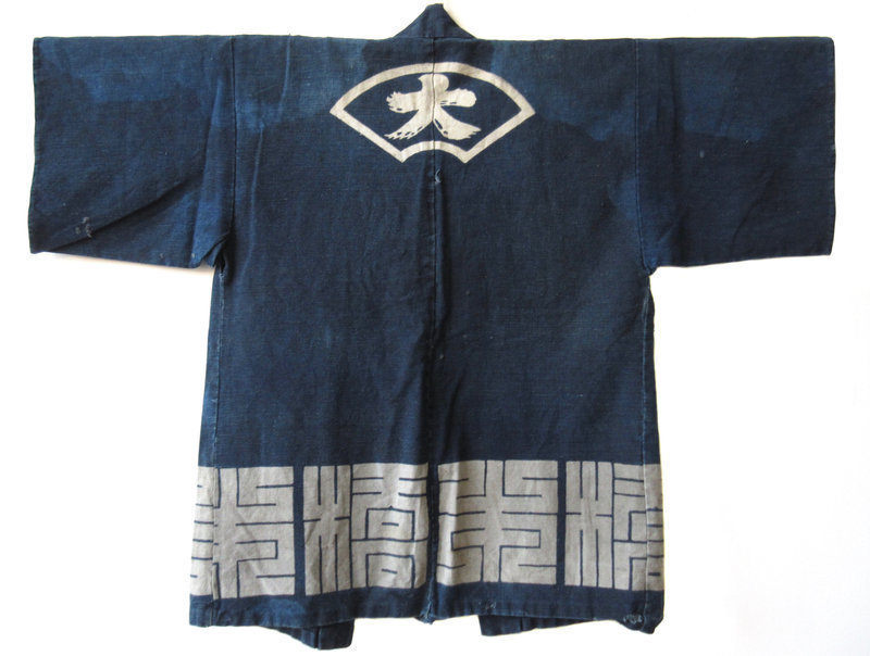 Antique Japanese Indigo Coat with Fan Design