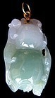 Chinese Jadeite Pendant of Chimeras and Gourd