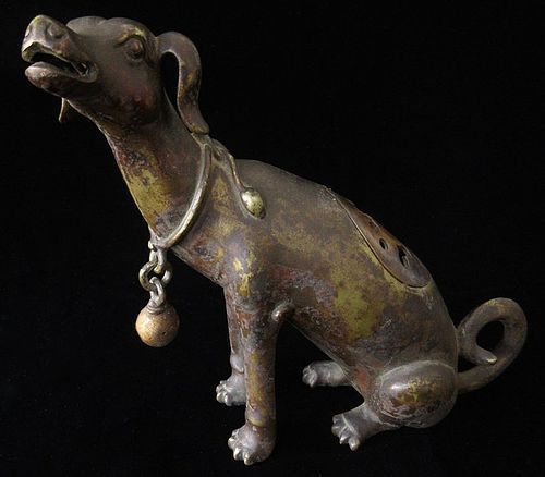Antique Japanese Bronze Dog Incenser