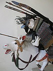 Japanese Edo Period Pair of Samurai Dolls on Horseback