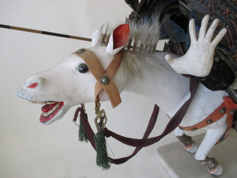 Japanese Edo Period Pair of Samurai Dolls on Horseback