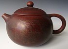 Antique Chinese Yixing Red Teapot with Lotus